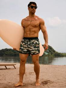 Manfinity Swimmode Pantaloncini estivi da uomo casual con vita con cordino, larghi
