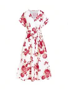 Ellevyn Floral Print V-Neck Short Sleeve Tie Waist A-Line Long Dress For Women Summer Outfits For Women Vacation Outfits Woman Women Romantic Dresses Summer Dresses For Women Summer Clothes Women Summer Dresses Vacation Outfits Women Tea Party Dress Vacation Outfits Women Summer Dresses For Women Summer Dresses For Vacation  Country Outfits Women Sun Dresses For Women Vacay Outfits Women Tea Party Dress