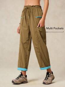 Pantalones deportivos para mujer, resistentes al agua, ligeros y activos para camping, senderismo, verano y primavera - Camel - Ver 3