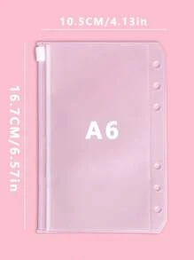 10 piezas Recambio de cuaderno tamaño A6 con bolsa de almacenamiento de PVC, ranura para tarjeta, cierre de cremallera y páginas divisoras