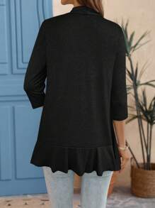 EMERY ROSE Women Casual Versatile Solid Color Jacket Black Cardigan Women In Fall/Winter - Black - View 2