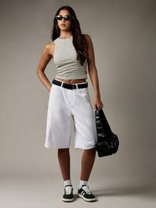 MISSGUIDED 罗纹背心，无袖，高领，修身，短款，基本款，夏季，分层上衣，休闲，现代，简约 - 彩色 - 查看 4