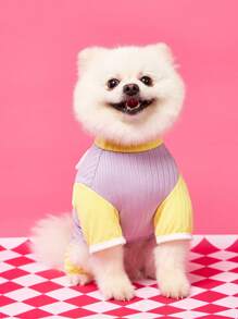 PETSIN Cute Purple Angel Wing Design Waffle Texture Pet Jumpsuit, Lightweight Breathable For Outdoor, Suitable For Spring/Summer - Purple - View 2