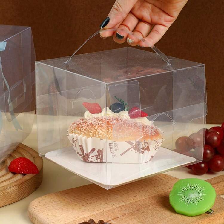 SHEIN 5 件透明便携式蛋糕包装盒学校用品食品袋食品盒适用于糖果巧克力饼干等。 - 白色 - 查看 6