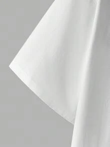 SUPERMAN X SHEIN Camiseta blanca de manga corta de corte holgado con gráficos de superhéroes y letras para hombre, ideal para el verano - Blanco - Ver 4