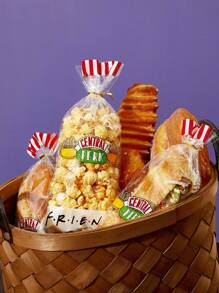 FRIENDS X SHEIN 100 piezas Bolsas planas transparentes con diseño de dibujos animados lindos, bolsas de embalaje de galletas, bolsas de caramelos para bodas y fiestas, paletas, bolsas de plástico OPP, bolsas de regalo pequeñas, suministros escolares, bolsas de alimentos, cajas de alimentos, adecuadas para caramelos, chocolates, galletas, amistad, café