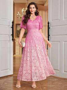 Modelyn Elegant & Romantic Gradient Color Cinched Waist Cinched Waist Fit Women Fashion Young Dress