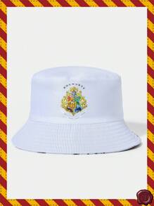 HARRY POTTER X SHEIN Wizard Element Print White Reversible Bucket Hat - White - View 2