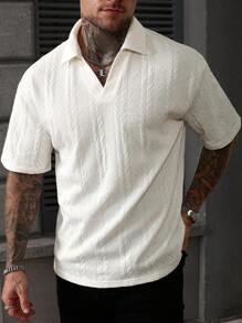 Manfinity Homme Polo à manches courtes en tricot jacquard décontracté pour hommes