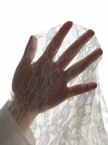 2 件套青少年女孩休闲装 - 宽松圆领短袖 T 恤搭配蕾丝边上衣和松紧腰阔腿裤，夏季 - 白色 - 查看 8