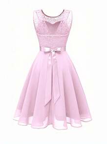 Chiquease Women's Sleeveless Pink Lace Dress, Summer