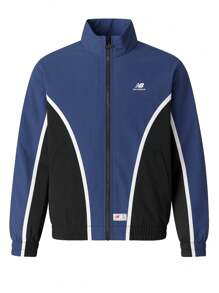 NEW BALANCE MJ33585 - Áo khoác thể thao cổ đứng khóa kéo Colorblock - Màu xanh lam - Xem 1