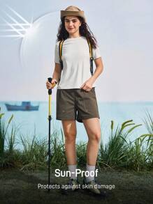 In My Nature Damen Lässig Einfarbiges Kurzarm Outdoor Sport T-Shirt