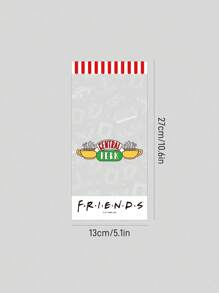 FRIENDS X SHEIN 100 piezas Bolsas planas transparentes con diseño de dibujos animados lindos, bolsas de embalaje de galletas, bolsas de caramelos para bodas y fiestas, paletas, bolsas de plástico OPP, bolsas de regalo pequeñas, suministros escolares, bolsas de alimentos, cajas de alimentos, adecuadas para caramelos, chocolates, galletas, amistad, café