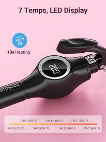 Teckwe 9mm Tiny Curling Wand,Ceramic Small Barrel Curling Iron With Adjustable Temperature,Fast Heating,For Short & Long Hair-EU Plug - Black - View 3