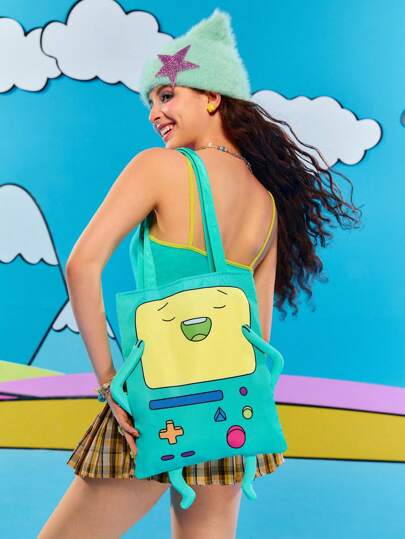Adventure Time X ROMWE Bolso de hombro acolchado con bordado lindo