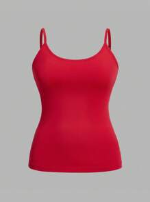 SHEIN CURVE+ 加大码女式纯色休闲吊带背心/细肩带背心/情人节/4件套/套装 - 彩色 - 查看 4