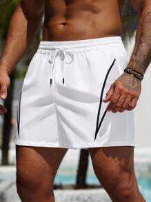 Surfspeed Men's Casual Logo Printed Black And White Holiday Beach Shorts, Versatile - Black - View 3