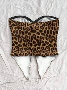 Soleia 休闲简约豹纹女式上衣，适合夏季 - 彩色 - 查看 2