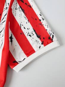 Men's American Flag Print Short Sleeve Casual Commute Polo Shirt - White - View 4