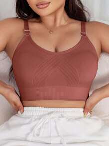 1pc Seamless Strap Women's Wireless Bra - Burnt Orange - View 3