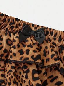 女童可爱豹纹荷叶边下摆短裤，百搭夏季 - 彩色 - 查看 4