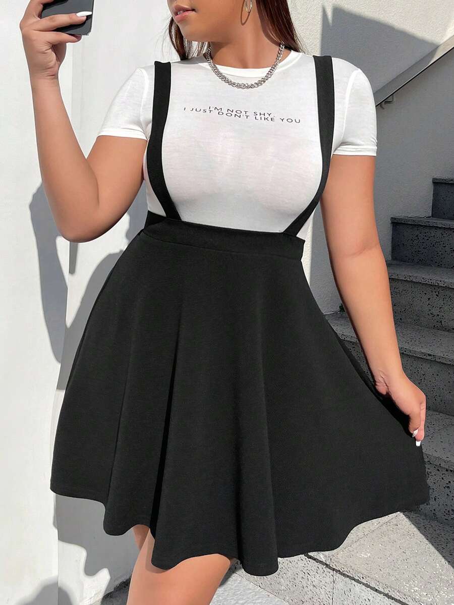 SHEIN EZwear 黑色连衣裙加纯色吊带裙（不含T恤）