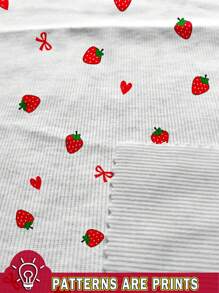 SHEIN EZwear Casual Minimalist Vacation Style Butterfly & Strawberry Print Round Neck Pleated Waist Padded Bra-Free Camisole