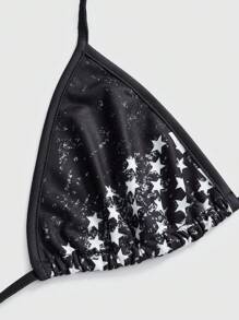 ROMWE Grunge Punk Top Halter Retrô Y2K Bandeira Americana, Festival de Música - Multicolorido - Visão 3