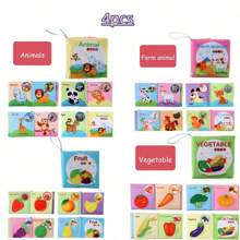 Zazumi Libro suave de tela para el aprendizaje temprano del bebé - Libro cognoscitivo en inglés de animales y vehículos | Libros para bebés, juguetes para infantes, calcetines de bebé, juguete de tractor, libro de baño