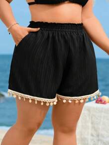 Swim Lushoire 加大码罩衫，沙滩装配饰 - 黑色 - 查看 6