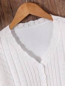 SHEIN كارديجان أبيض مثقوب خفيف الوزن مناسب للفتيات المراهقات، مناسب لمشاهد العطلات والمنزل، مناسب للأطفال للعب والارتداء في العودة للمدرسة - أبيض - مشاهدة 5