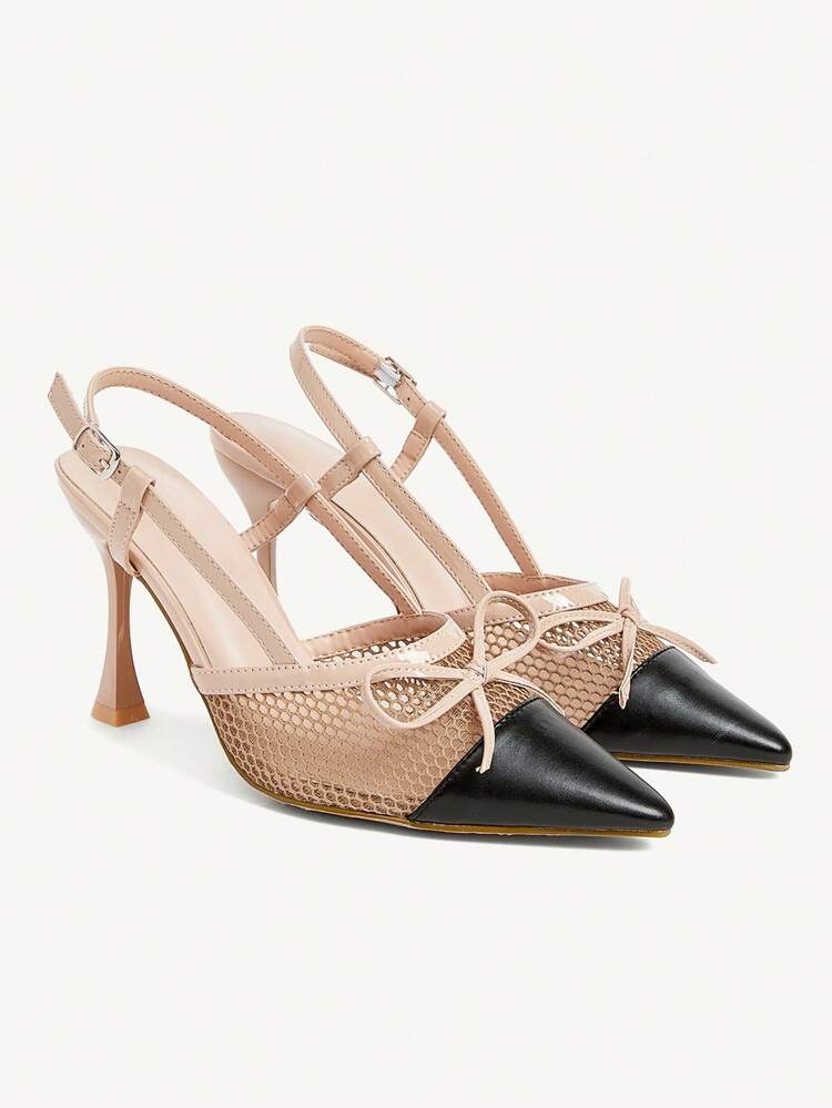 CUCCOO CHICEST Pointed Toe High Heel Sandals, Fashionable Closed Toe Crystal Decor Versatile Heeled Sandals