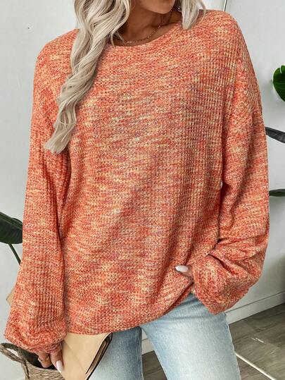 SHEIN LUNE 女式彩色华夫格针织套头衫，秋季