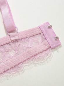 SHEIN 3pcs/Set Women's Lace Padded Romantic Simple Adjustable Bras With Wire - Multicolor - View 3