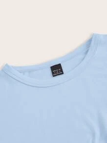 SHEIN Tall CURVE Bộ áo thun nữ tay ngắn cắt cúp trơn 4 món cỡ lớn, phù hợp cho mùa hè - Nhiều màu - Xem 9