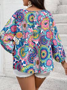 EMERY ROSE Camisa Primavera Verano Casual para vacaciones en la playa con cordones para tallas grandes - Multicolor - Ver 2