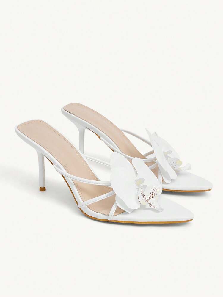 CUCCOO CHICEST Women's Pointed Toe High Heel Sandals With Floral Cut-Out Detail,Sexy 9CM Stiletto Heel, Suitable For Summer Dresses, Weddings, Valentine's Day