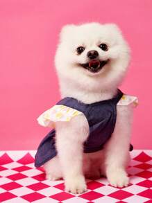 PETSIN Navy Blue Cute Ladylike Heart Print & Paw Print Pattern Lightweight Breathable Summer Pet Dog Dress, Retractable Lead, Popular In Europe And US - Navy Blue - View 2