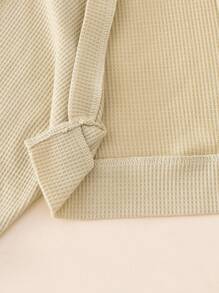 SHEIN 年轻女孩年轻女孩女孩简约设计纯色纹理面料夹克，适合日常通勤和休闲穿着 - 卡其色 - 查看 8