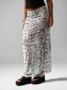 MISSGUIDED Python Print Mesh Beach Long Skirt Cover Up Lightweight Swim Skirt Resort Wear Holiday Beachwear Pool Party Sarong - Multicolor - View 7