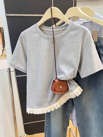 INAWLY Plus Size Women Fashion Versatile Tassel Shoulder T-Shirt, Summer