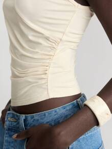 Ontre 女士米黄色无袖上衣，适合夏季穿着，V领设计，时尚舒适。 - 黃色 - 查看 7