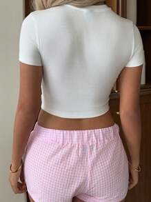 SHEIN EZwear Áo thun bó sát cổ tròn tay ngắn in khẩu hiệu "Girls Just Wanna Have Fun" thiết kế đơn giản & giản dị, phù hợp cho lễ hội âm nhạc, kỳ nghỉ xuân - trắng - Xem 11