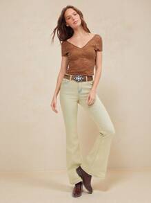 WESTFADE Tinted Mid Rise Stretch Flare Jeans - Blue - View 3