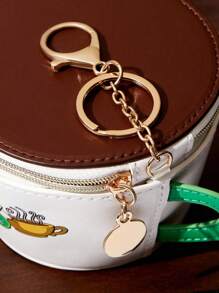 FRIENDS X SHEIN 1 pieza de monedero con forma de taza de café de PU, que puede almacenar artículos pequeños de uso diario, cambio, lápiz labial, etc., se puede colgar en la bolsa, adecuado para ir y venir, estudiar, viajar, apto para hombres, mujeres, adolescentes, estudiantes, amistad