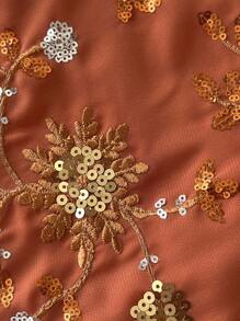 Elamini Luźne, letnie, wakacyjne, haftowane szorty z cekinami - Pomarańczowy - Zobacz 5