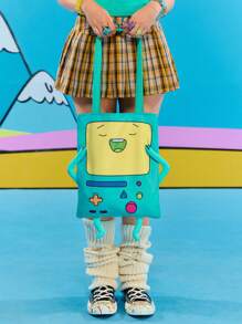 Adventure Time X ROMWE Cute Embroidered Padded Shoulder Bag - Green - View 4