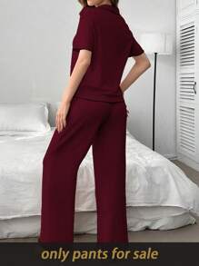 SHEIN Contrast Color Jacquard Knit Women's Casual Pants, Fall, Cozy