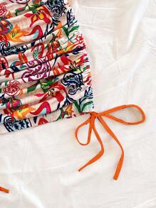 Soleia Váy ngắn không tay in họa tiết Paisley khối màu cam cỡ lớn dành cho kỳ nghỉ hè dành cho nữ có viền rút cho lễ hội âm nhạc, lễ Phục sinh, lễ hội hóa trang, bãi biển, du ngoạn, trà chiều - Nhiều màu - Xem 6